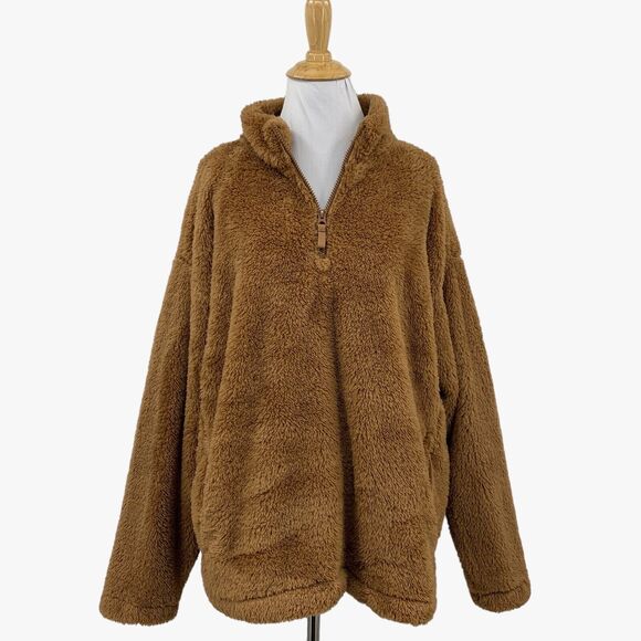 Lands' End Sweaters - Lands End Sweater Womens L Large Forth Fuzzy Quarter Zip Long Sleeve Shaggy